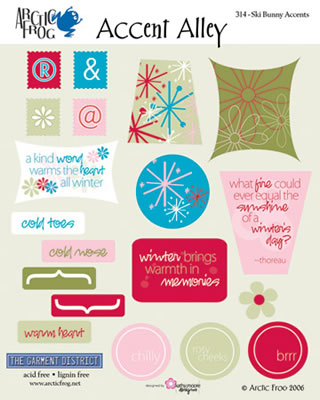 Arctic Frog - Ski Bunny Accent Stickers  (pack of 5)
